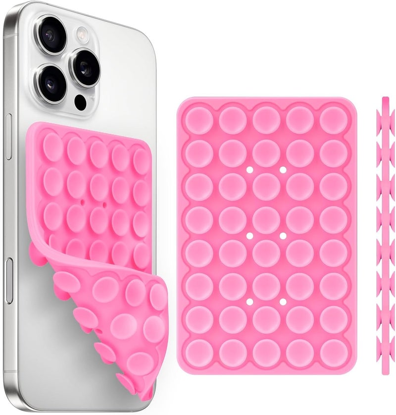 Yojaro Silicone Suction Cup Phone Case Mount Double Sided, Phone Accessories Hands-Free Strong Grip Holder for Selfies and Videos, Silicon Phone Stand for iPhone and Android Pink - Image 1